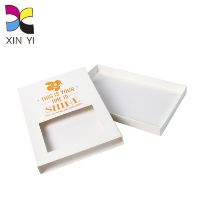 Gold Foil Logo White Kraft Gift Package Paper Box Sliding Box Packaging