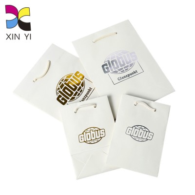 Guangzhou suppliers white small christmas recycled carrier paper bag with logo print