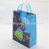 OEM recyclable PP carry bag promotional gift bag happy birthday design plastic hand length handle bags